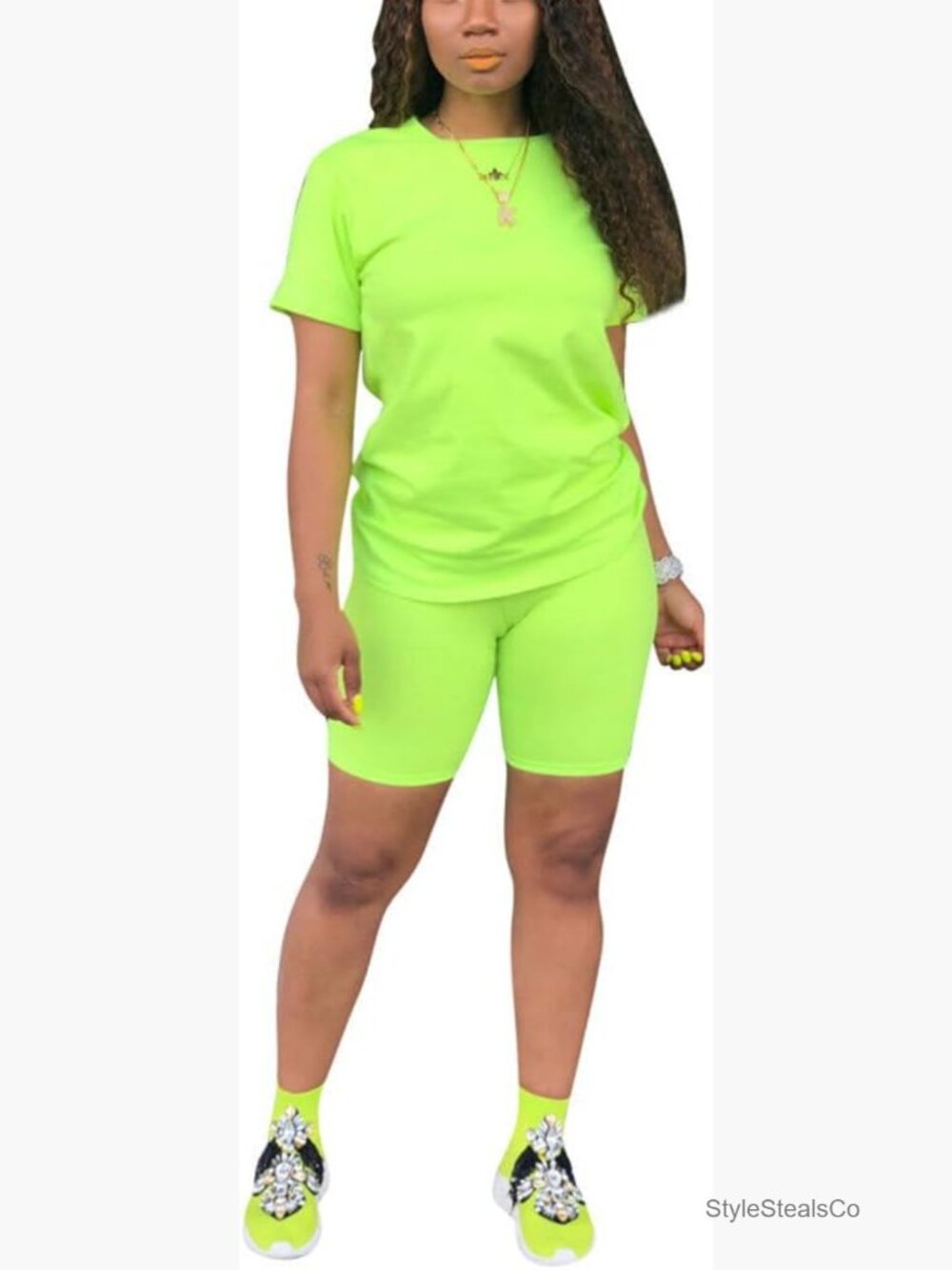 Women's 2 Piece Bodycon Short Sleeve Shorts Set Workout Lounge